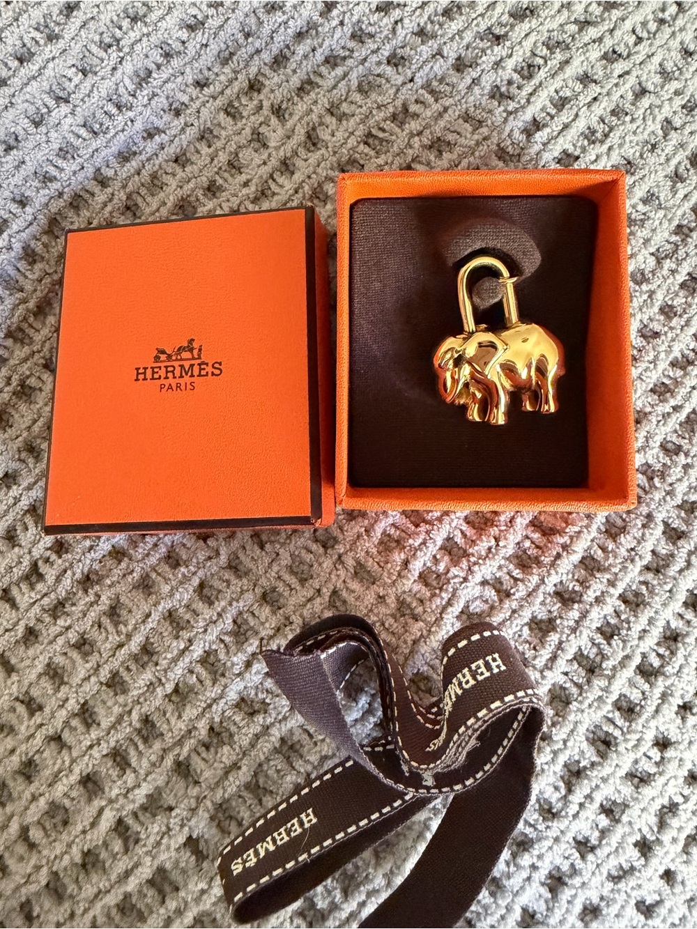 Hermès
Gold Plated Elephant Cadena Lock Charm, 1997
